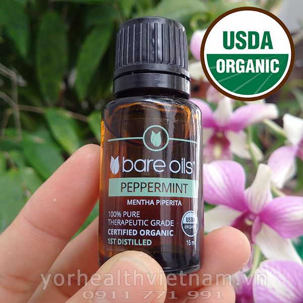 Tinh dầu bạc hà - Peppermint Essential Oil (Tinh dầu hữu cơ Bare Oils - USDA Organic) 15ml