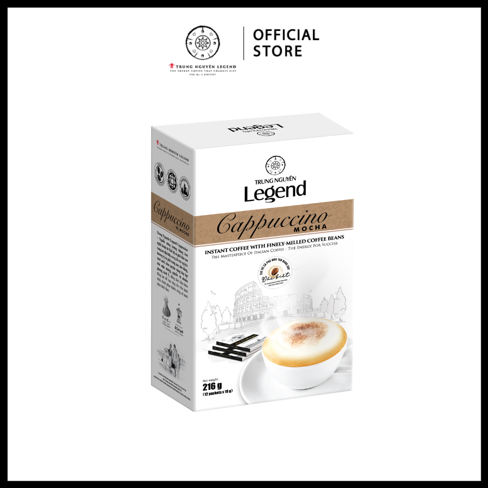 Trung Nguyên Legend - Cà phê hoà tan rang xay Cappuccino Mocha - Hộp 12 gói x 18gr ( có sữa)