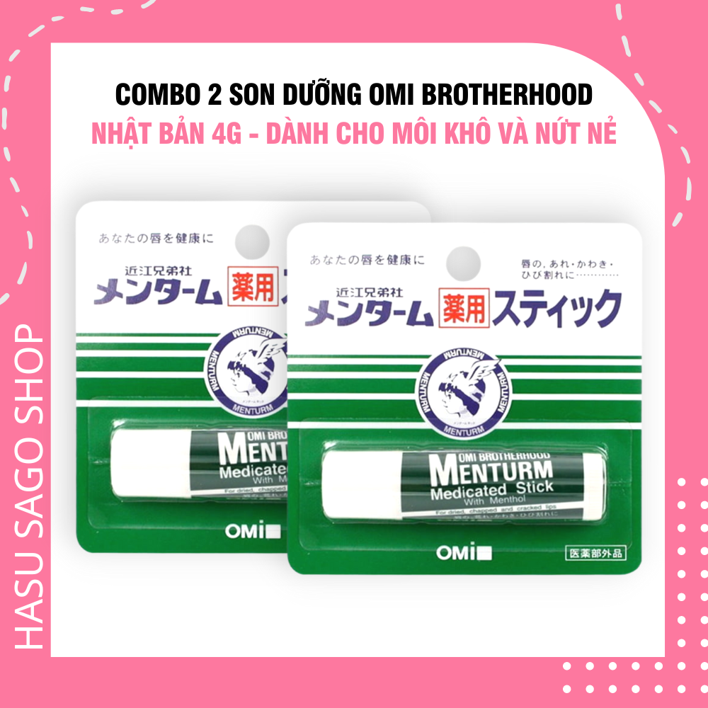 [GIẢM 5% ĐƠN 129K]Combo 2 Son Dưỡng Omi Brotherhood Menturm Medicated Stick With Menthol Nhật Bản 4g - Dành Cho Môi Khô Và Nứt Nẻ