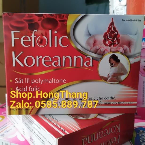 Bổ Sung Sắt và vitamin khoáng chất FEFOLIC koreanna Tăng Cường Lưu Thông Máu Cho Phụ Nữ Mang Thai Hộ