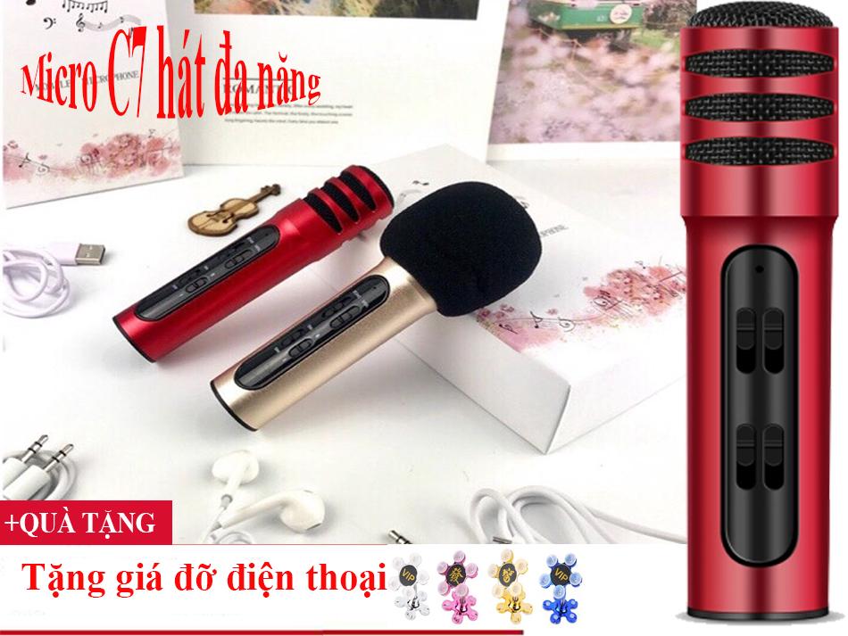 Míc hát live tream hay,micro c7 3 in 1,microshop,mic thu âm, micro c7 3in1 đa năng, míc hát thu âm chất lượng tốt, hàng loại 1 đủ phụ kiện mẫu 02