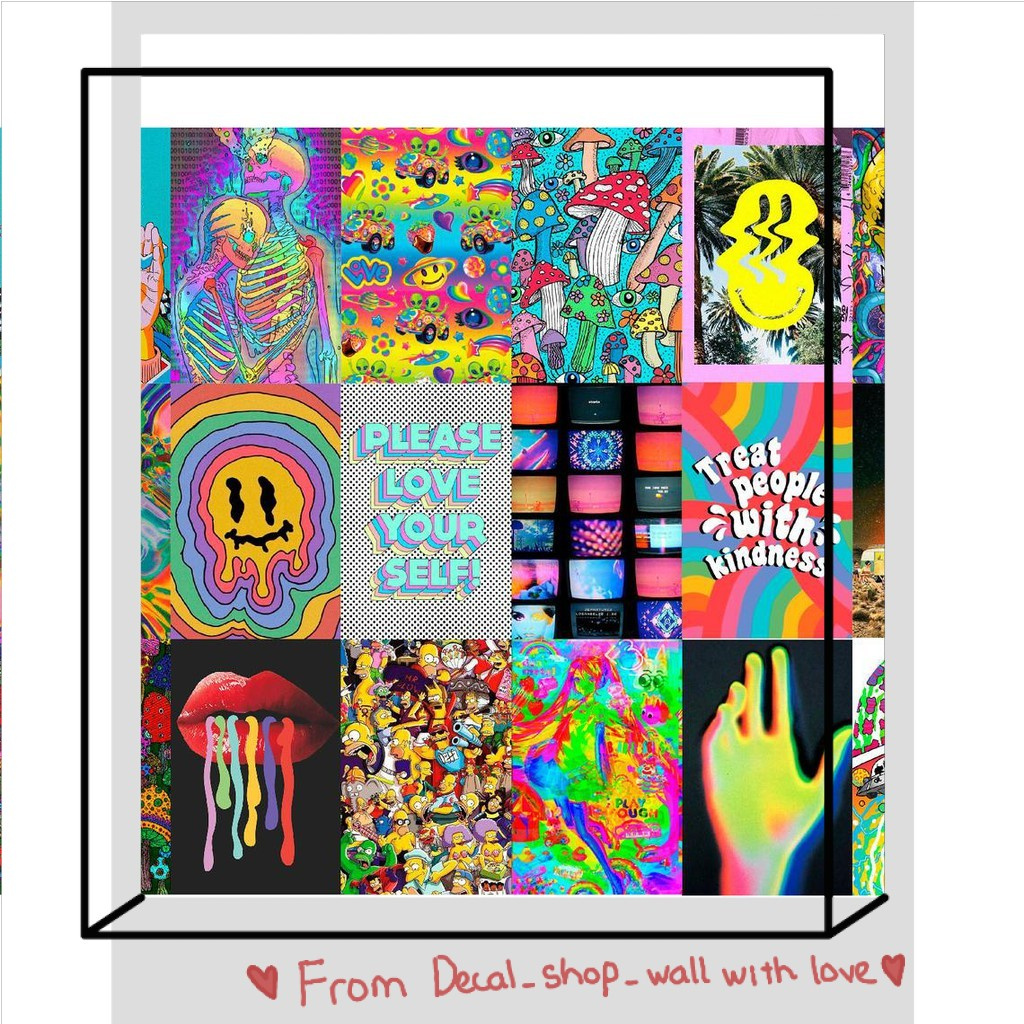 Wall Collage dán tường trang trí decor phòng ngủ - theme Psychedelic indie