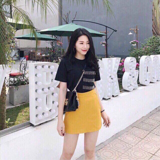 FREESHIP - quần short giả váy dáng A màu đen và vàng quần sooc quần đùi giả váy chất liệu tuyết mưa không nhăn không phai màu Minhu store