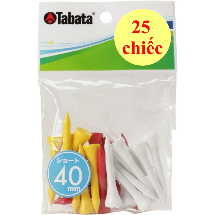 Tee golf gỗ tabata gv0503 chính hãng gói 25 chiếc nhiều màu, que đỡ bóng chơi golf chuyên nghiệp