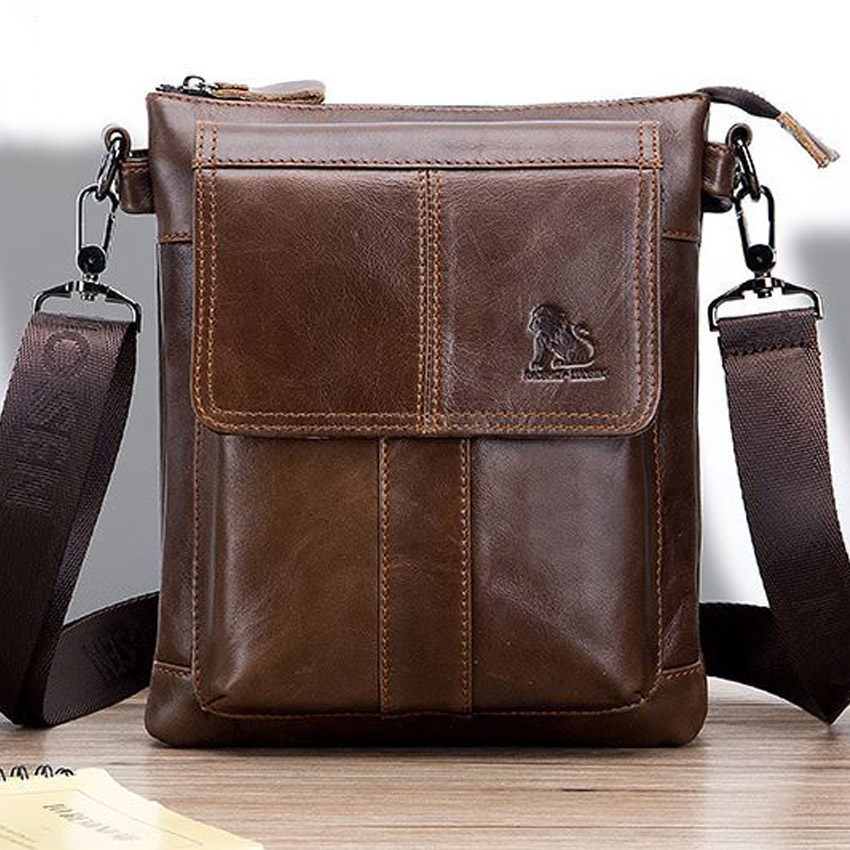 Túi đeo chéo nam da bò Lion cao cấp sang trọng-Túi da thật