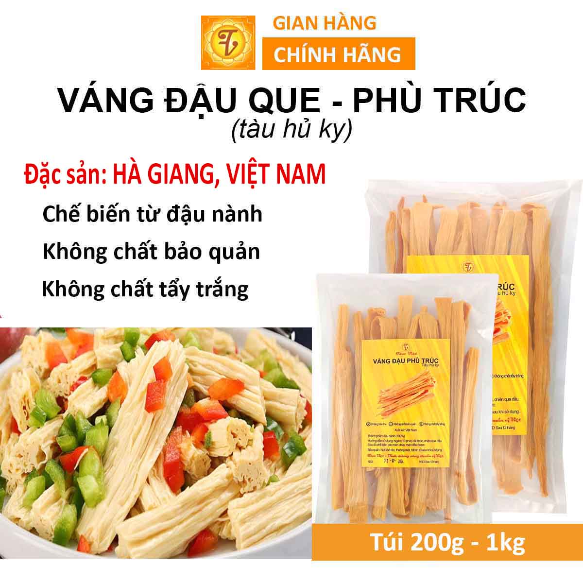 Phù trúc que, tàu hũ ky cọng, váng đậu cây, đồ chay khô Tâm Việt, hàng Việt Nam