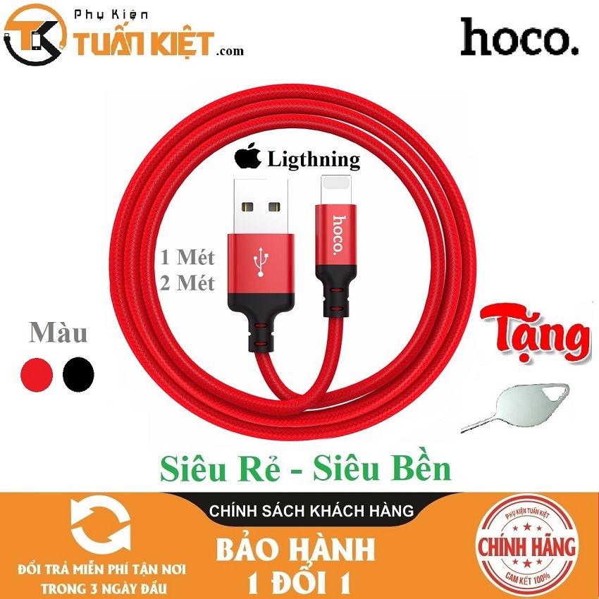 Cáp sạc iphone Hoco X14 Dài 1M và 2M Bọc Dù, Cáp Sạc Điện Thoại iphone, Cáp Sạc Lightning hoco, Cáp Sạc nhanh iphone, Cáp Sạc iPhone 8 Plus iphone 6 Zin iphone 7 zin iphone X  Phụ Kiện Tuấn Kiệt