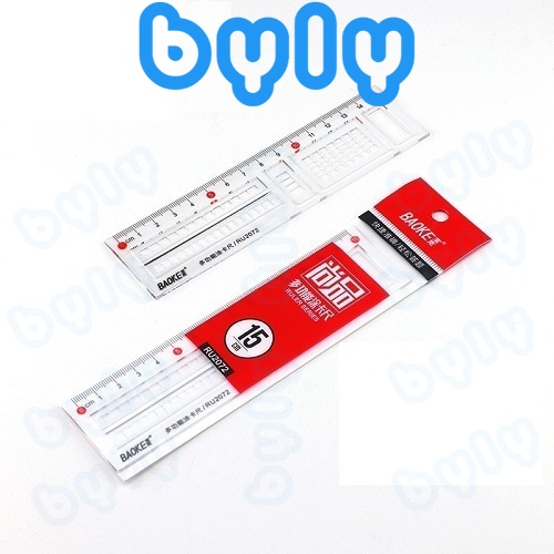 Thước kẻ đa năng 15cm độ trong suốt cao Baoke RU2072