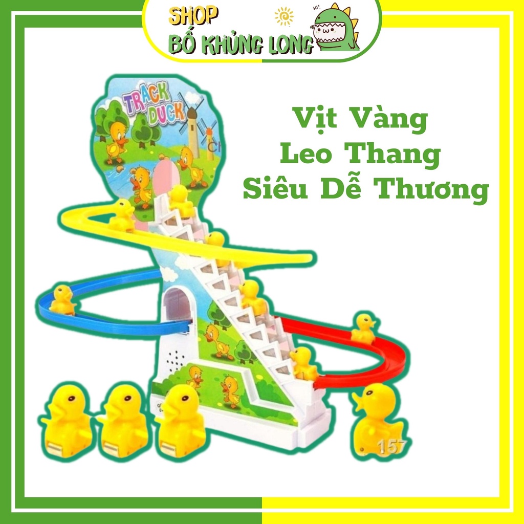 Đồ chơi cầu trượt vịt vàng leo thang phát nhạc có đèn cực vui tai cho bé yêu - bố khủng long