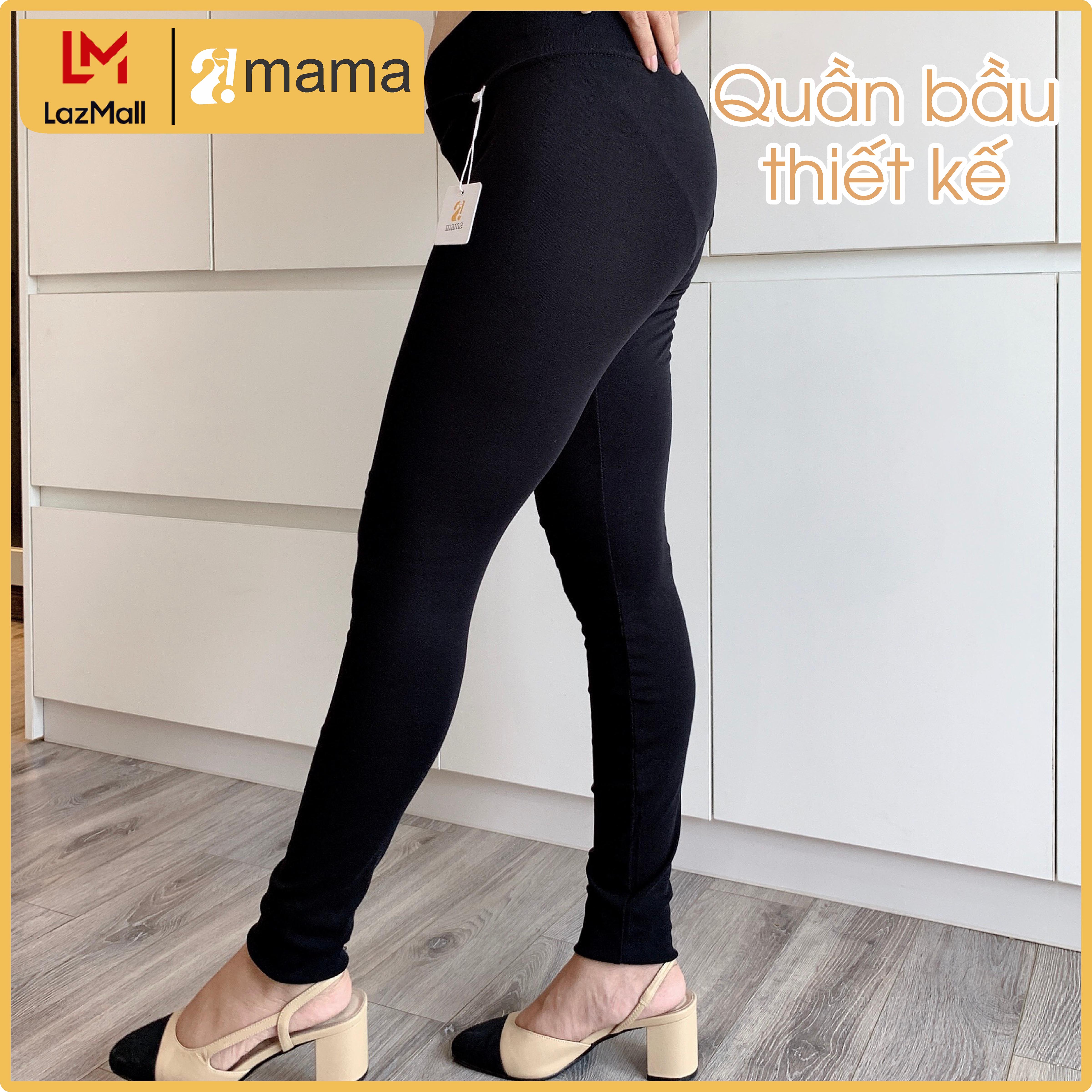 Quần bầu legging dài cạp chéo chất đẹp mùa hè màu đen con mèo 2MAMA  V37