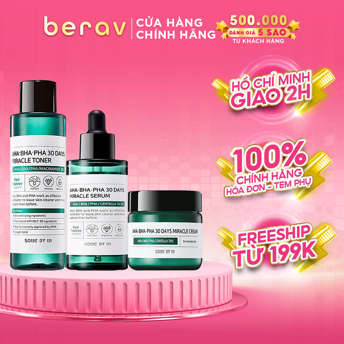 Bộ 3 ngừa mụn "thần kỳ" Some By Mi Aha-Bha-Pha 30 Days Miracle (Toner + Serum + Cream)