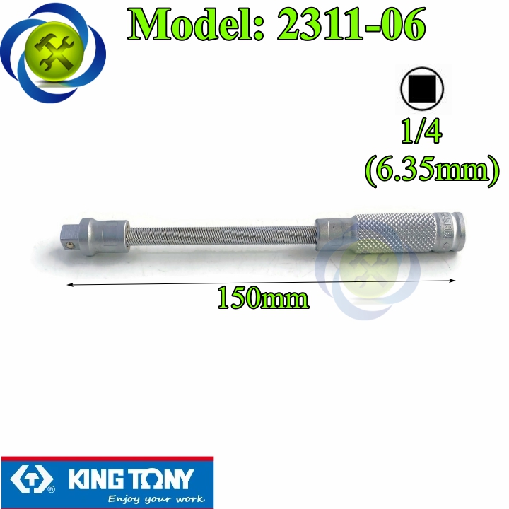 Đầu nối dài bẻ cong 1/4 kingtony 2311-06 dài 150mm