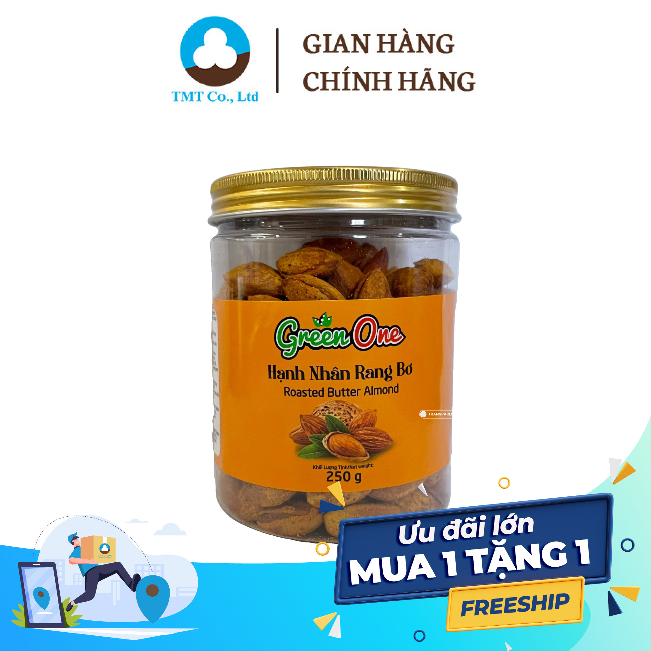 Hạnh Nhân Rang Bơ Green One xuất xứ Mỹ vỏ mỏng