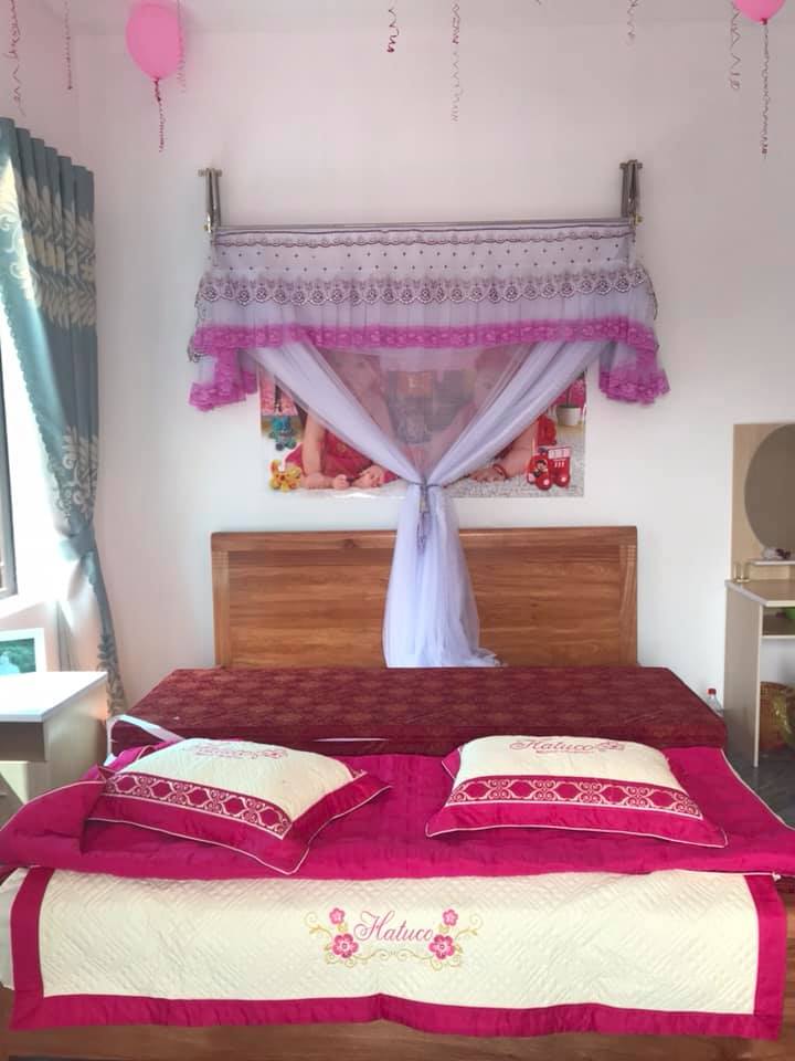 Trọn bộ - khung + màn xếp gọn phối ren nhiều màu , mẫu mới