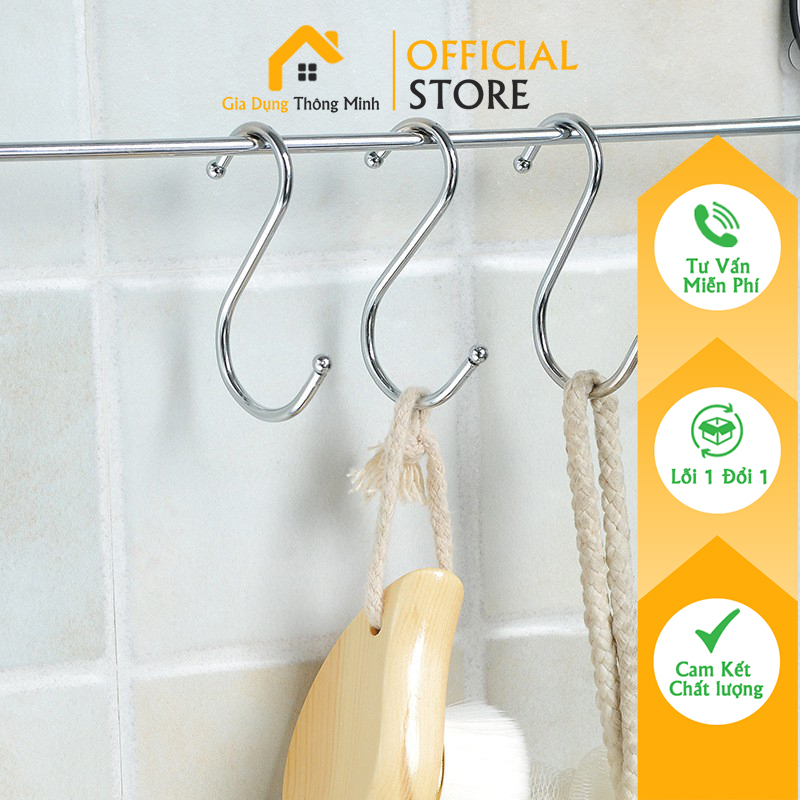 Móc treo đồ hình chữ S inox đa năng