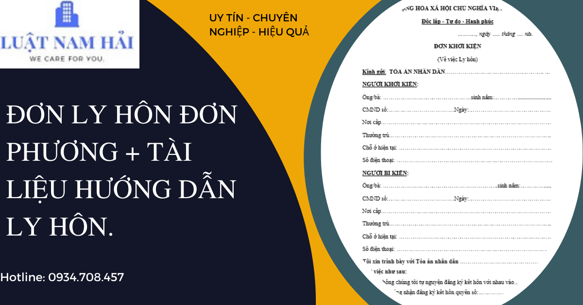 Đơn Ly Hôn đơn Phương/Đơn ly hôn + Tài Liệu Hướng dẫn Soạn đơn, cách Ly Hôn.