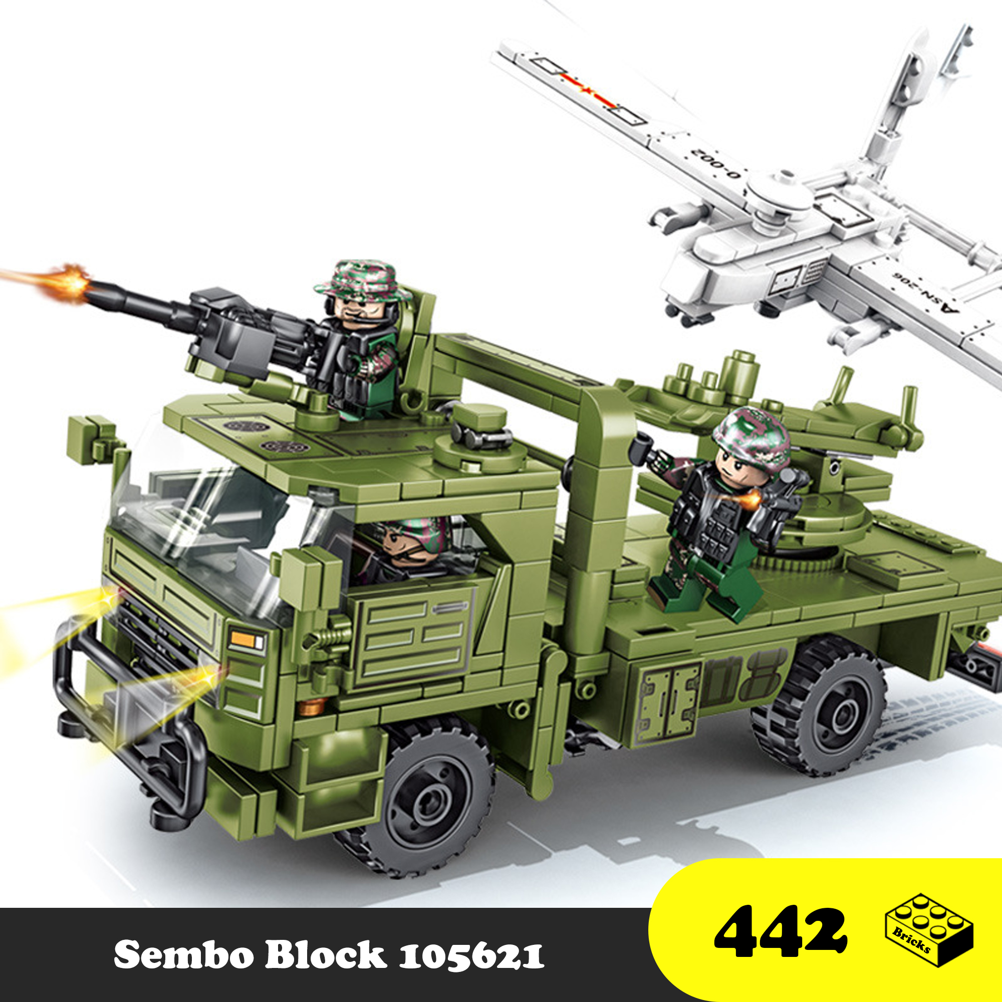 Đồ chơi Lego Lắp ráp Xe Pháo Bọc Thép Quân Sự, Sembo Block 105621  Iron Truck, Xếp hình thông minh 422 Mảnh ghép, Quà Tặng sinh nhật