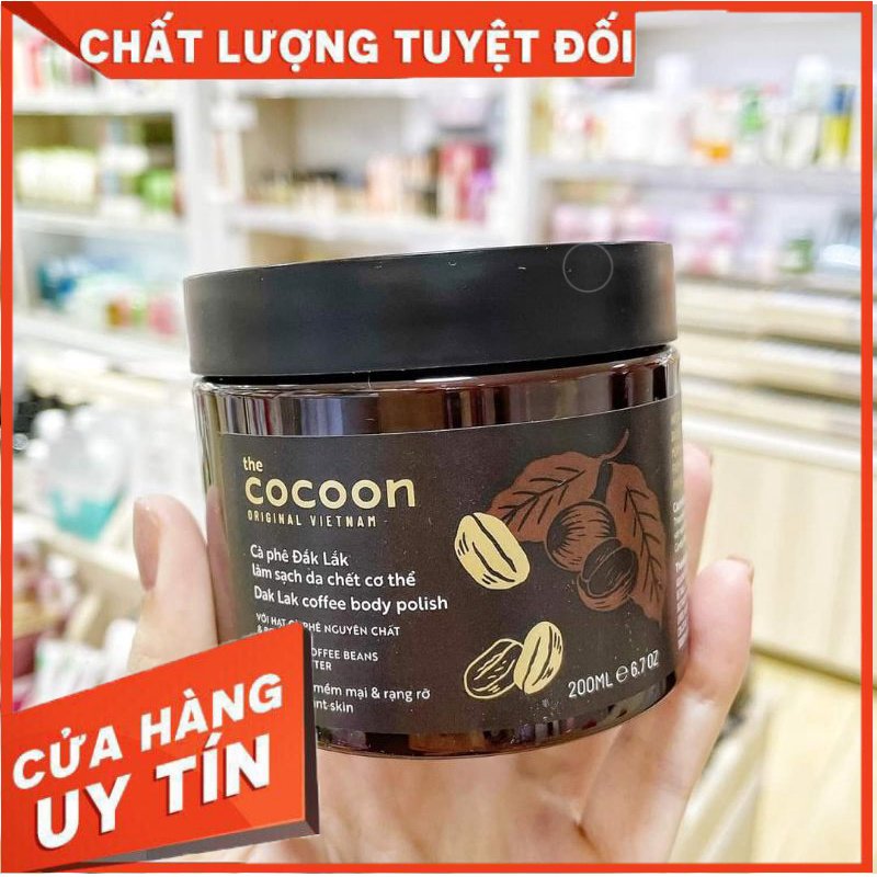  Tẩy Tế Bào Chết Cocoon - Siêu thơm - Siêu sạch - Siêu thích Đắk Lắk 200g Mềm Mịn Da  Trắng Sạch  Đều màu Da ,Gel Muối Tắm Cà Phê Sạch Sâu 