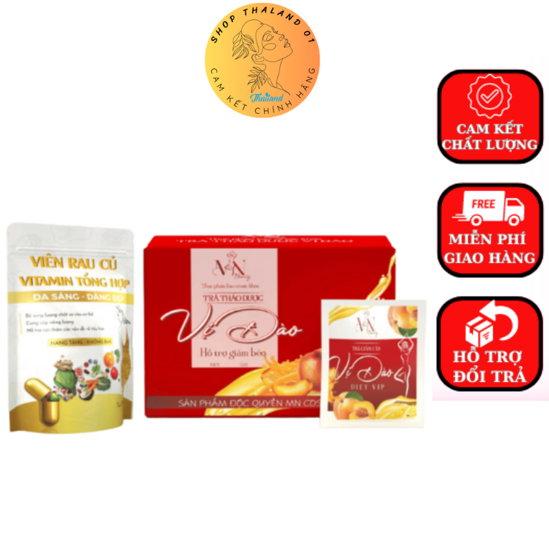 Trà giảm cân vị đào thơm dễ uống tặng kèm gói detox rau củ - giảm cân an toàn Đông Anh