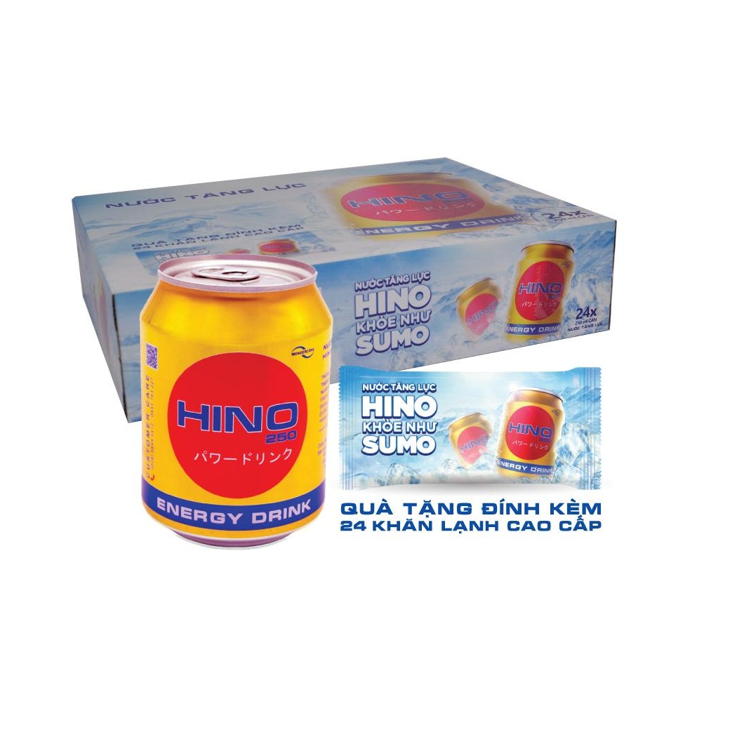 Thùng 24 lon nước tăng lực hino 250ml