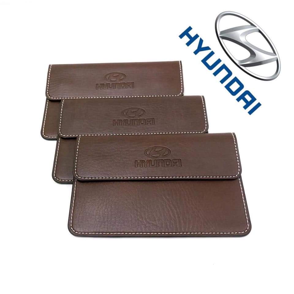 Ví Đựng giấy tờ xe ô tô, giấy đăng kiểm ô tô da PU cao cấp (logo Hyundai)