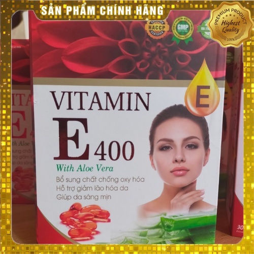 Viên Đẹp Da Vitamin E 400 With Aloe Vera Chống Lão Hóa, Trắng Sáng Mịn Da ( Hộp 30 viên) (chính hãng)