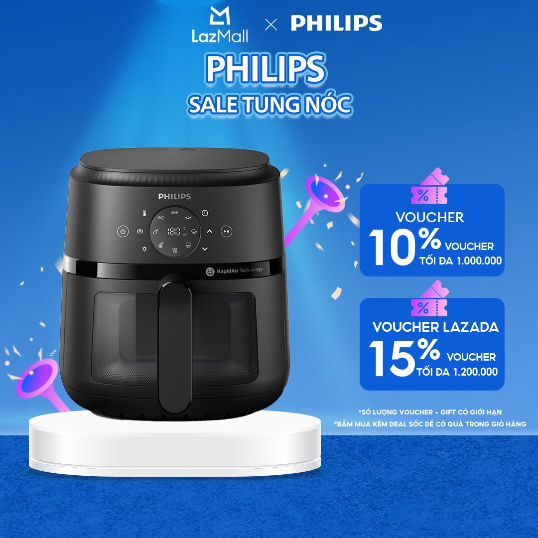 Nồi Chiên Không Dầu cảm ứng Philips NA220/00 - 13trong1 |4.2L|RapidAir Chín đều không lật trở- BH 2 năm - Hàng Phân Phối Chính Hãng