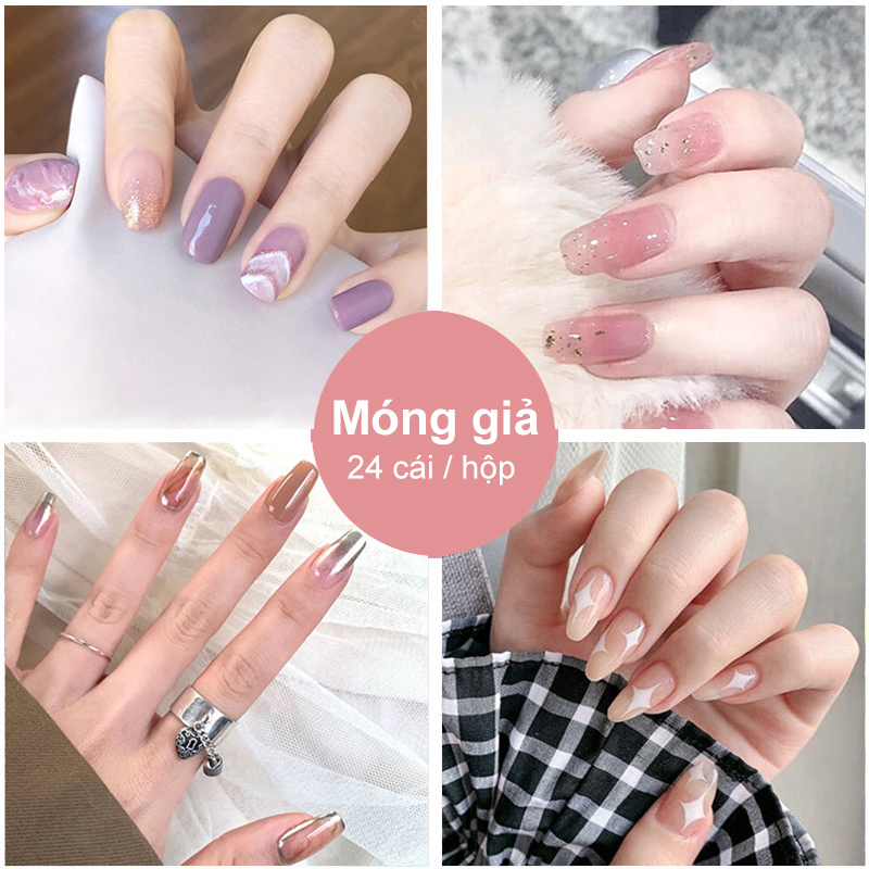 【Urbeauty Mall】Hộp 24 Móng tay giả (Chứa keo),Năm phong cách chọn móng tay giả, nail giả , móng giả A8 ( Sản phẩm đã có sẳn keo )