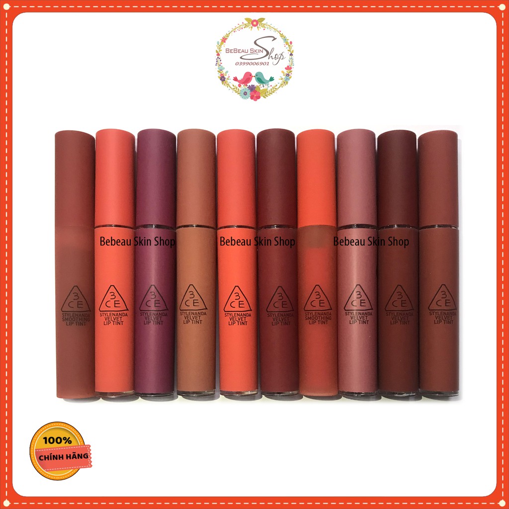 Son kem lì 3CE Velvet Lip Tint   Son Kem Lì 3CE Mịn Màng Như Nhung 4g Definiton  Bitter Hour Walk n talk