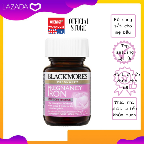 [HCM][Hàng chuẩn ÚC] Blackmores Pregnancy Iron - Viên uống bổ sung Sắt cho mẹ bầu 30 Viên