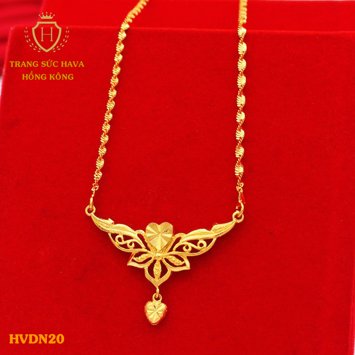 Vòng Cổ, Dây Chuyền Nữ Mặt Cánh Bướn Phong Cách Trẻ Trung, Titan Xi Mạ Vàng Non 24k - Trang Sức Hava Hong Kong