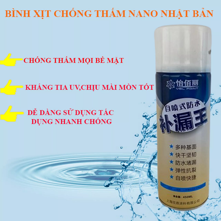 Bình Xịt Chống Thấm Đa Năng - Lọ Xịt Chống Thấm Dột Bình Xịt Chống Thấm Dột - Chai xịt Chống Thấm - Chai Xịt Chống Thấm Tường Nhà Waterproof Spray Polyurethane 450ml Thích hợp cho mọi bề mặt