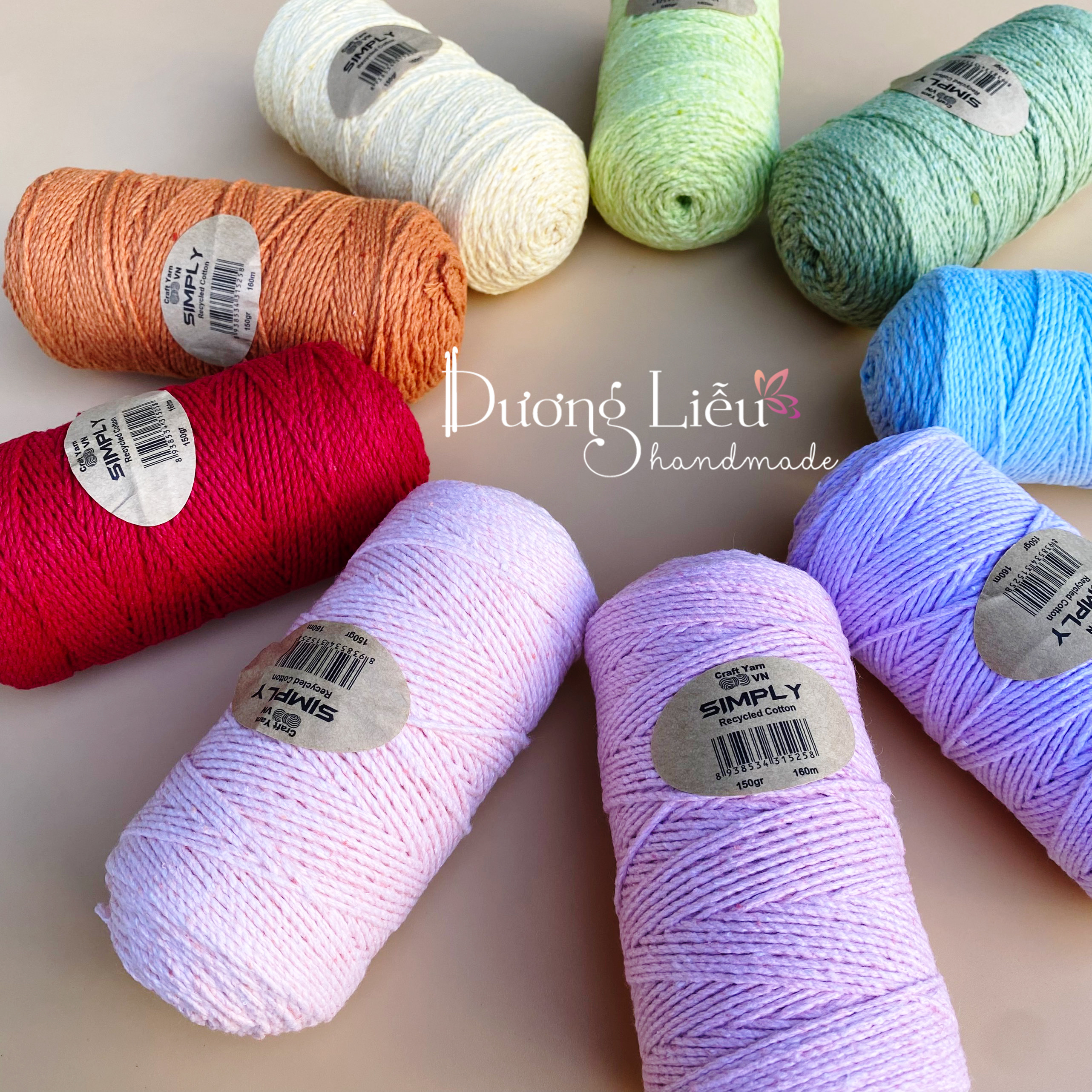 Sợi Cotton tái chế Simply Craft Yarn móc túi xách, nón mùa hè