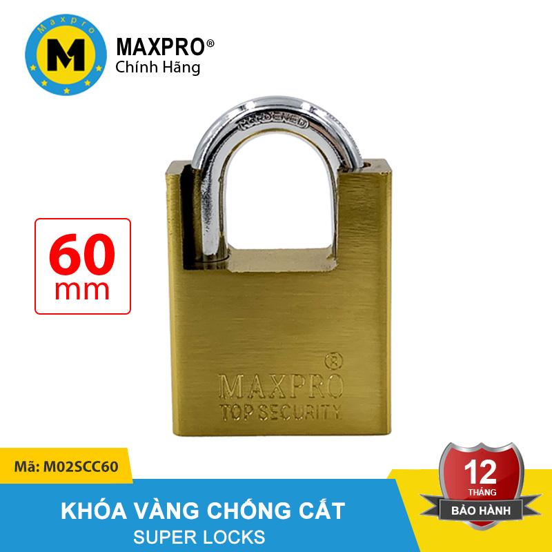 Ổ khóa chống cắt ổ khóa cửa chìa sắt maxpro vàng đồng 60mm - m02scc60