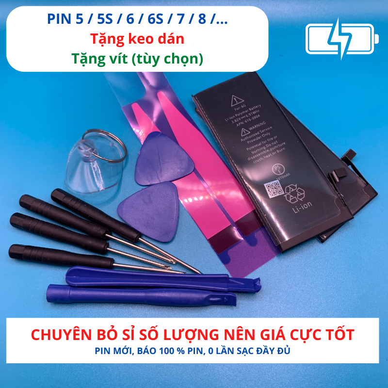 Pin eu zin chuẩn mới 100% 5 5s 5c 6 6s 6 plus 6s plus 7 7 plus 8 8 plus