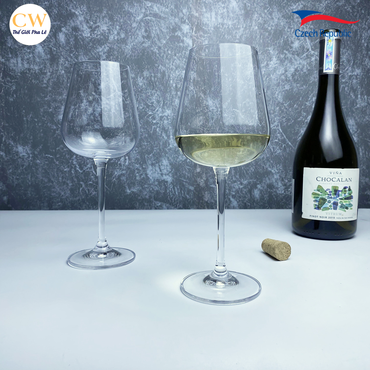 Ly rượu vang trắng pha lê tiệp bohemia ardea cao cấp 330ml
