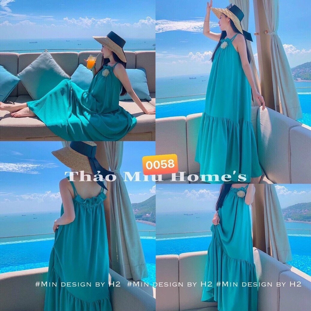 ĐẦM MAXI YẾM ĐÍNH HOA TRƯỚC NGỰC CỰC SANG CHẢNH,DIỆN BIỂN LÀ XINH HẾT NẤC , HÀNG CHUẨN CHẤT VOAN MỀM MỊN NSB