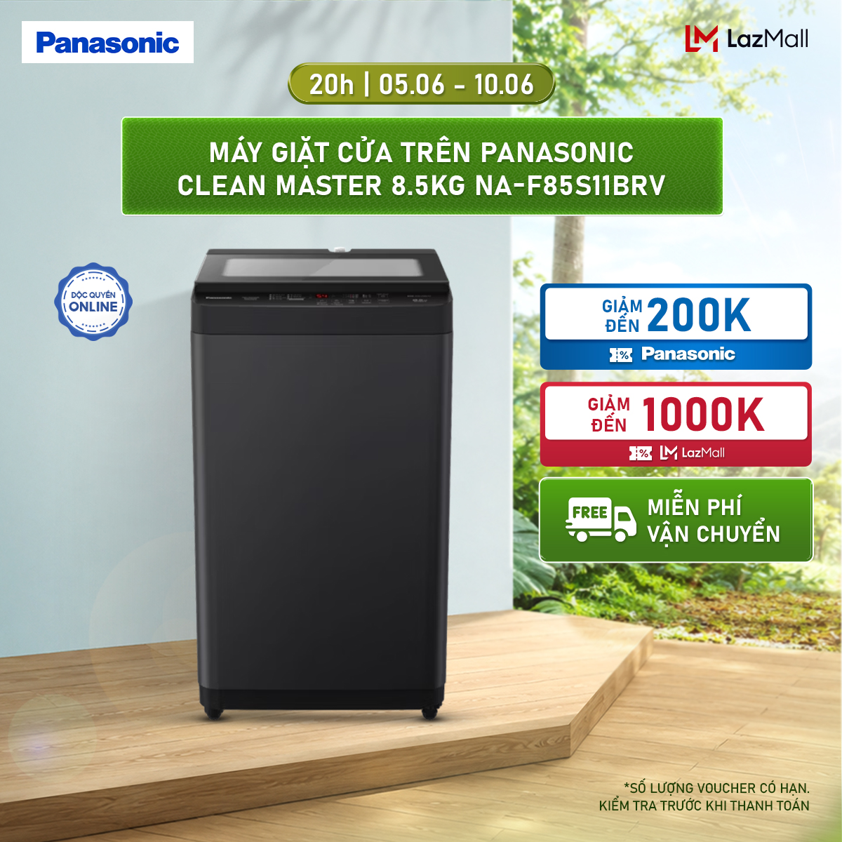 Máy Giặt Cửa Trên Panasonic CLEAN MASTER 8.5KG NA-F85S11BRV