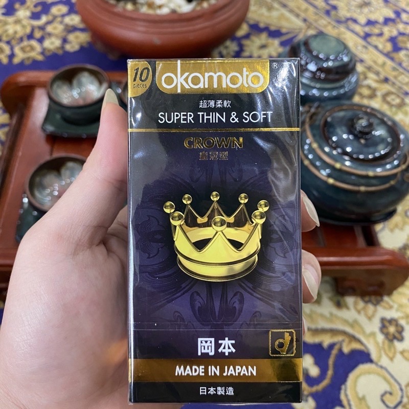Bao cao su kích cỡ nhỏ, siêu mỏng và mềm mại Okamoto Crown 10 cái