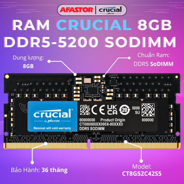 RAM Crucial 8GB DDR5-5200 SODIMM 1.1V