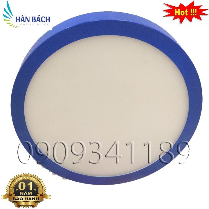 Đèn led ốp nổi tròn viền xanh dương 12 w habali