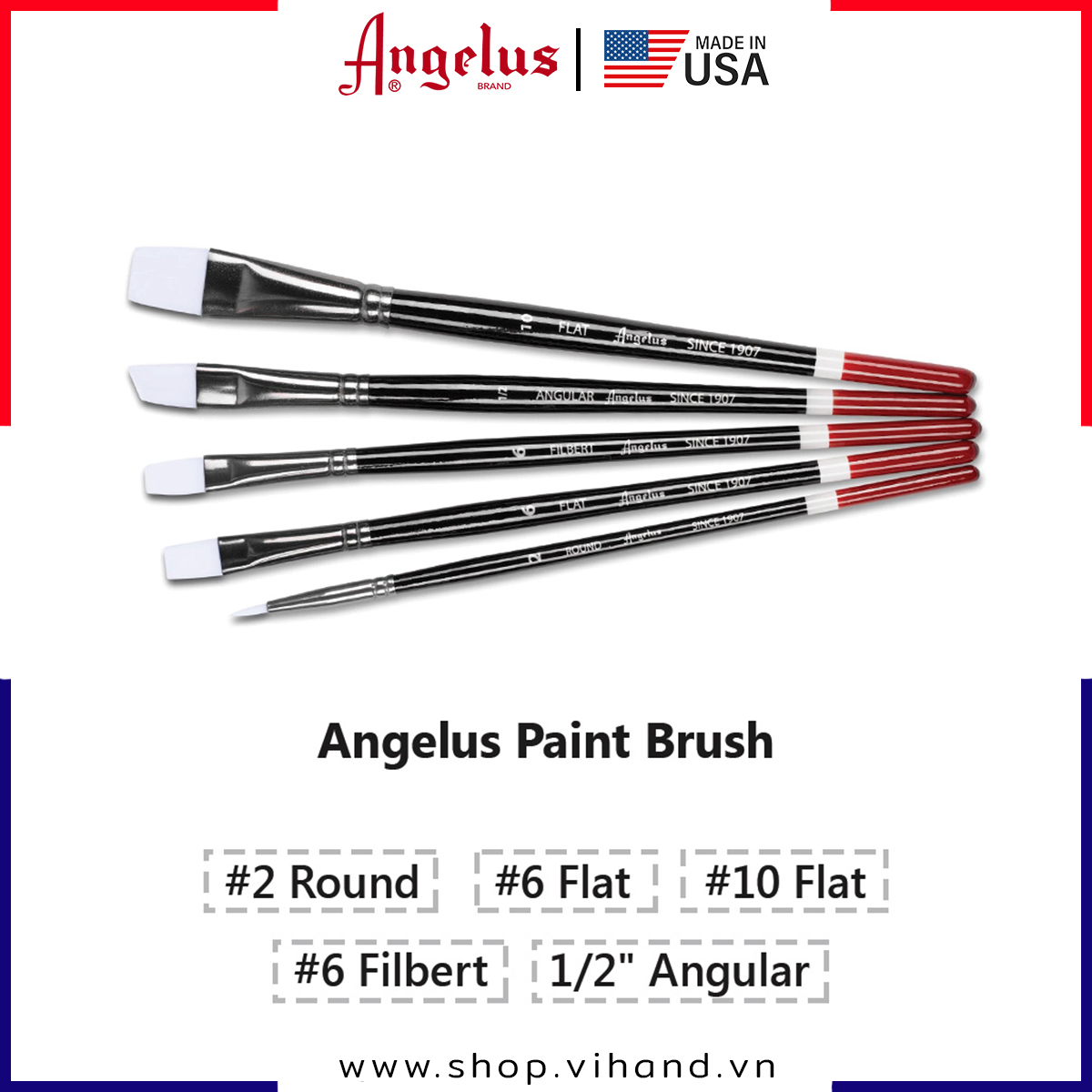 [HCM]Bộ 5 cọ tô vẽ chi tiết lớn Angelus Paint Brush