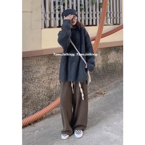 ☢✌✽ áo len cổ lọ xẻ tà