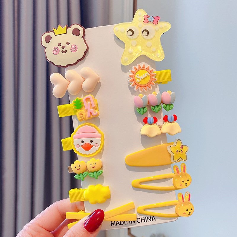 Set Kẹp Tóc Bé Gái - Vỉ Kẹp Tóc 14 Cái Dễ Thương Phong Cách Hàn Quốc