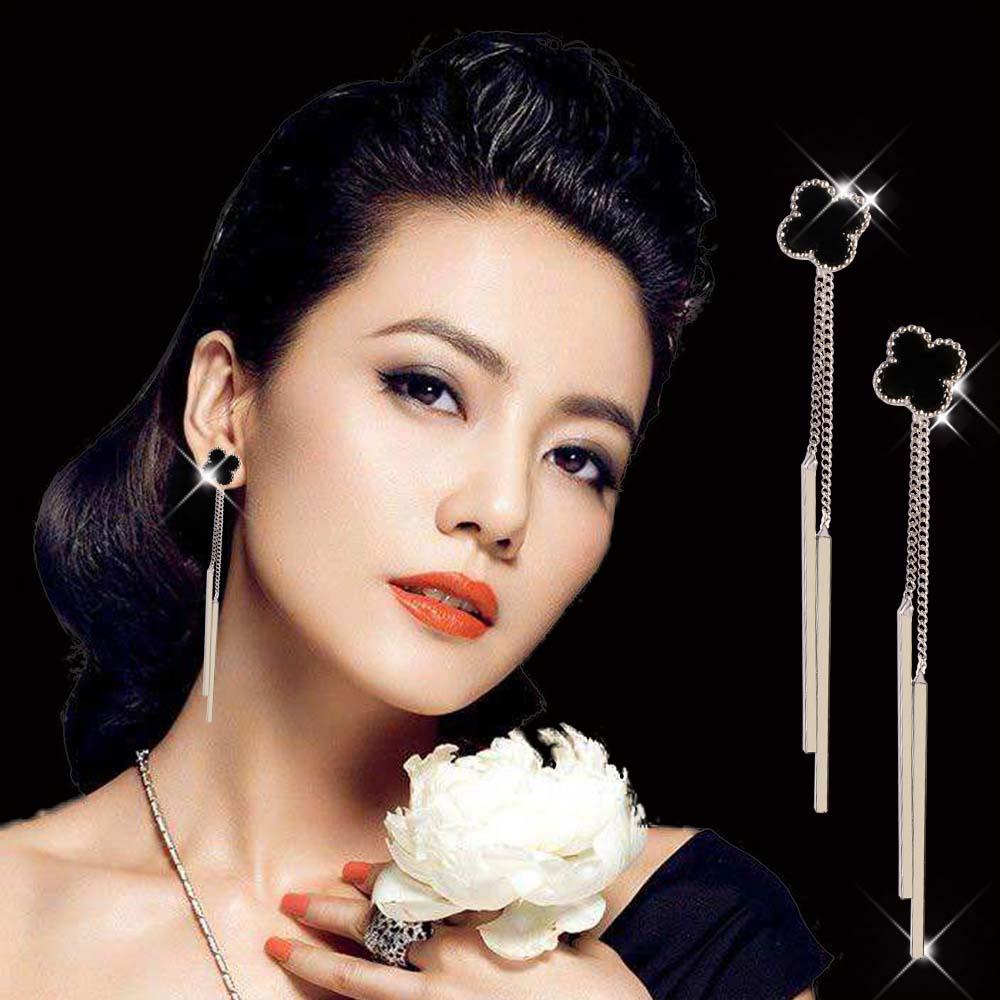 [HCM]Bông Tai Tòn Teng Hoa 4 Cánh Tua Dài Hàn Quốc Thời Trang Cực Đẹp Ah14