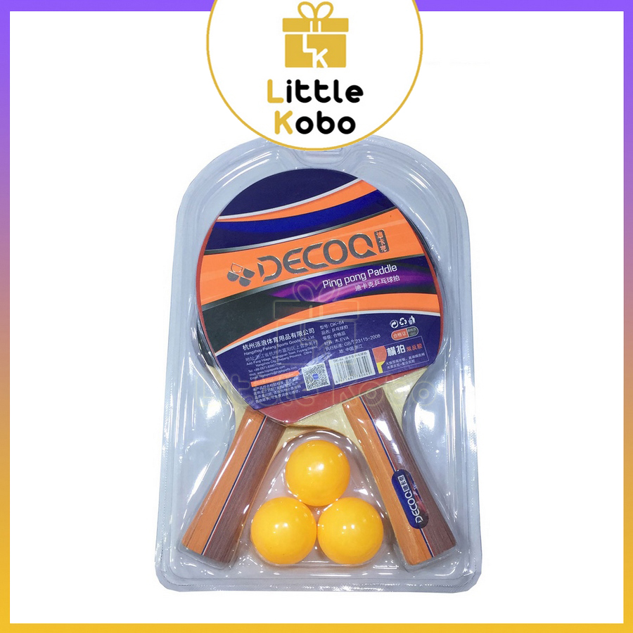 Bộ Vợt Bóng Bàn Decoo Và 999 Vợt Đánh Ping Pong Mặt Mút Xốp Cán Gỗ Phụ Kiện Thể Dục Thể Thao Cho Học Sinh - Little Kobo