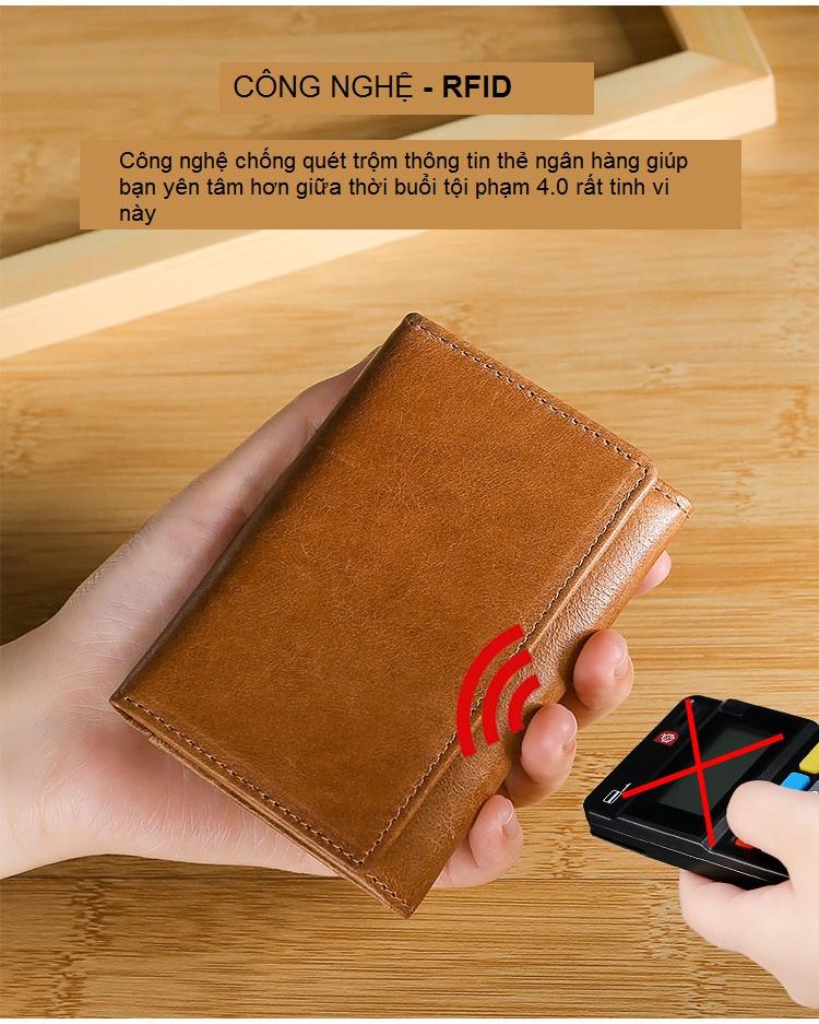 Ví MINI da bò thật 100% - VM10 thatchatstore - ví gập đôi tiền có cúc bấm chắc chắn bền bỉ