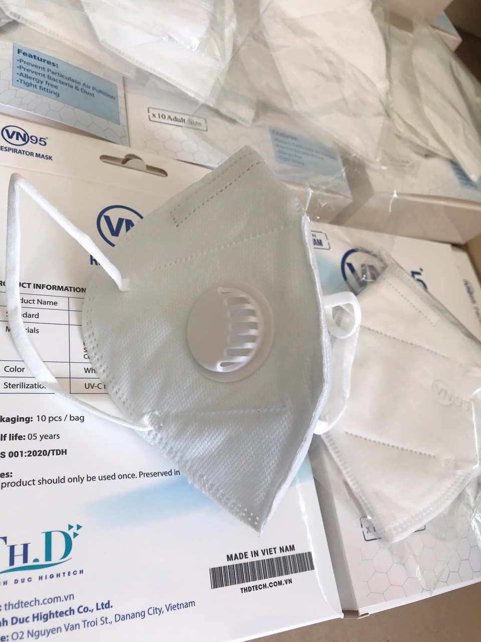 Khẩu trang VN95 có van thở chính hãng đã kiểm định, hộp 10 cái, hàng xuất khẩu