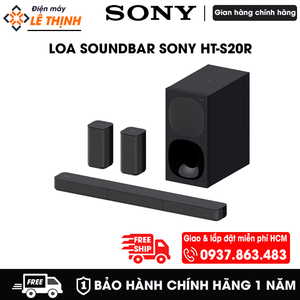 Loa thanh soundbar sony 5.1 ht-s20r -công suất 400w - chính hãng - bảo hành chính hãng 12 tháng toàn quốc
