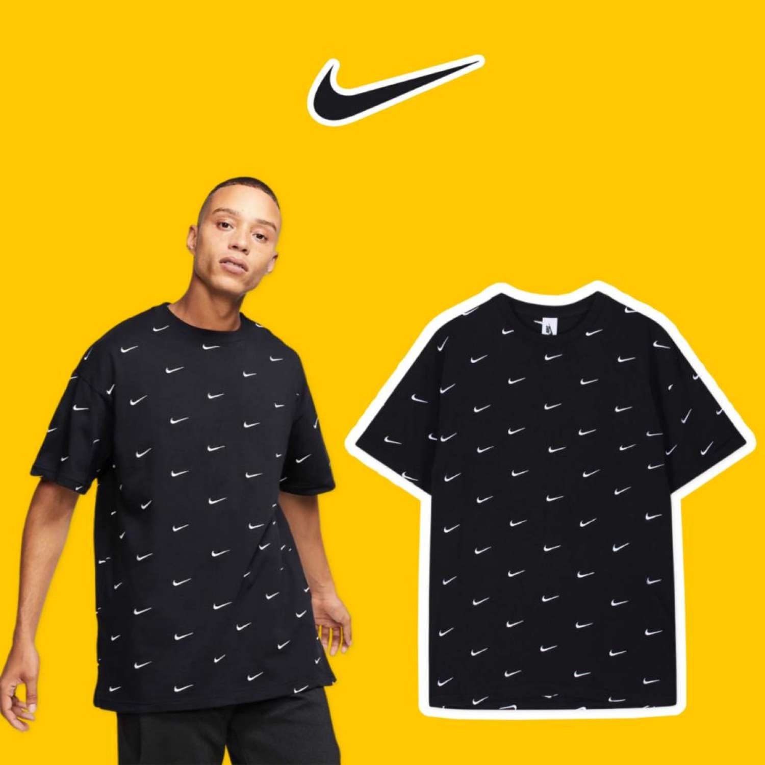 Áo thun n.i.k.e swoosh theu logo - vải chất
